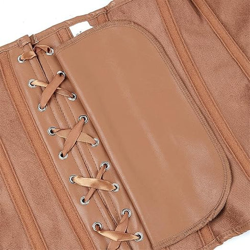 Zipper Front Faux Leather Overbust Corset Bustier Tops
