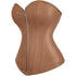 Zipper Front Faux Leather Overbust Corset Bustier Tops
