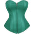 Zipper Front Faux Leather Overbust Corset Bustier Tops
