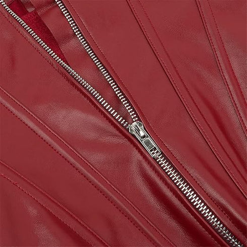 Zipper Front Faux Leather Overbust Corset Bustier Tops