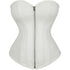 Zipper Front Faux Leather Overbust Corset Bustier Tops