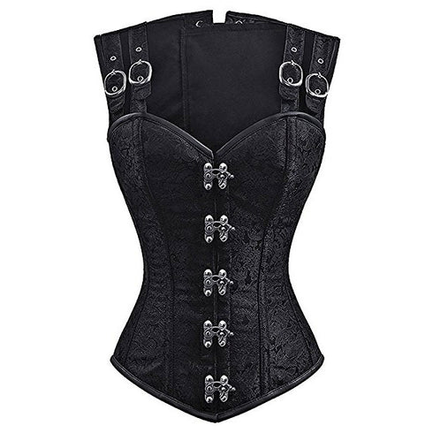 Women Double Buckle Straps Steampunk Corset