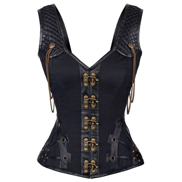 Vintage Steampunk Corset Vest With Chain