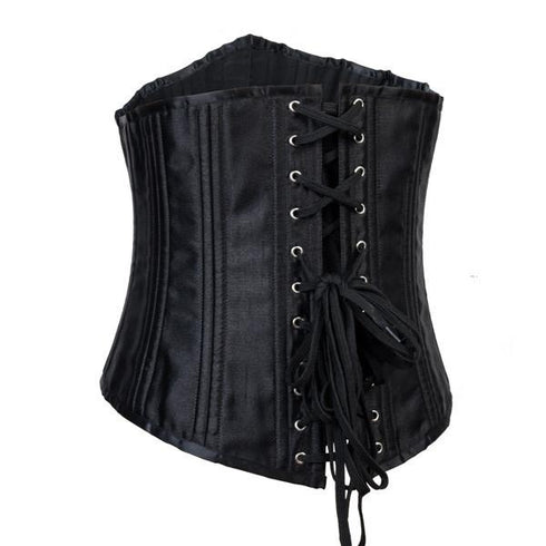 24 Steel Bones Waist Training Black Underbust Corset
