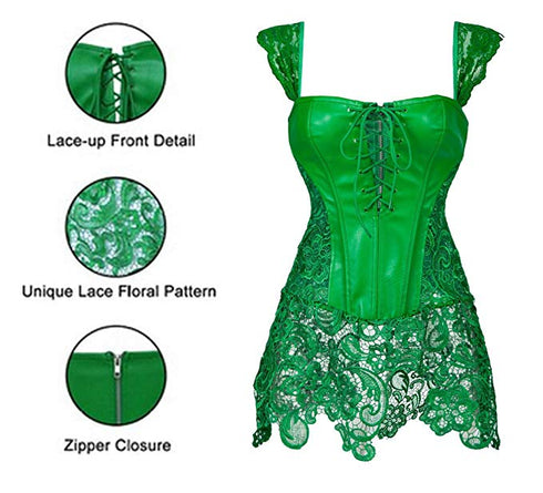 Women Steampunk Faux Leather Bustier Sexy Corset Dress