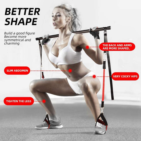 Adjustable Pilates Bar Kit with Resistance Band, Yoga Pilates Stick