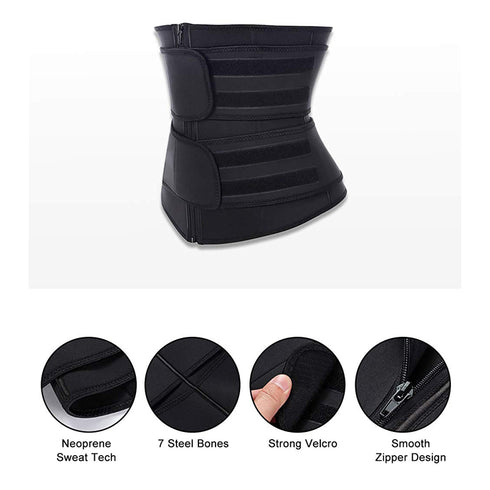 Neoprene Zipper Velcro High Compression Waist Trainer