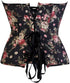 Retro Elegant Floral Print Denim Overbust Sweetheart Corset
