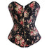 Retro Elegant Floral Print Denim Overbust Sweetheart Corset