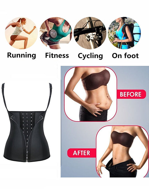Women Latex Workout Waist Trainer with Straps