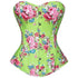 Retro Elegant Floral Print Denim Overbust Sweetheart Corset