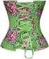 Retro Elegant Floral Print Denim Overbust Sweetheart Corset