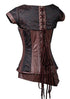 Brocade Steampunk Corsets with Pouch Belt Brown Color Clothing