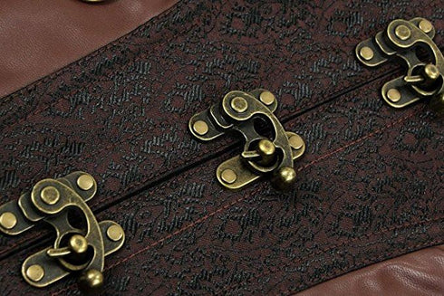 Brocade Steampunk Corsets with Pouch Belt Brown Color Clothing