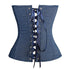 Classic Comfortable Blue Denim Jean Overbust Bustier Corset