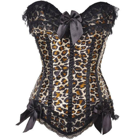 Classic Fashion Trim Pattern Bow Lace Overbust Corset