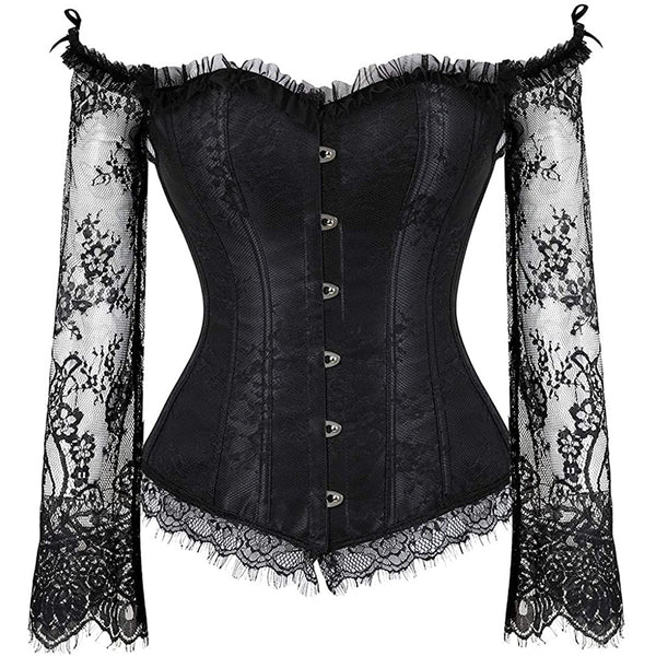 Women's Off Shoulder Lace Corset with Long Sleeves