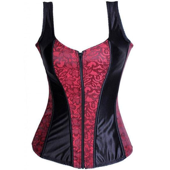 Fashion Women Waist Cincher Overbust Brocade Vest Corset