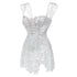 Gothic Burlesque White Corset Dress Lace Skirt With Zipper Back