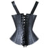Black Faux Leather Steampunk Corset Basque Top