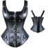 Black Faux Leather Steampunk Corset Basque Top