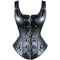 Black Faux Leather Steampunk Corset Basque Top