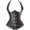 Leather Steel Boned Buckle Cupless Underbust Rivet Corset