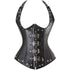 Leather Steel Boned Buckle Cupless Underbust Rivet Corset
