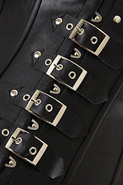 Leather Steel Boned Buckle Cupless Underbust Rivet Corset