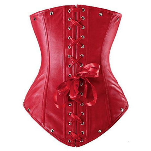Leather Steel Boned Buckle Cupless Underbust Rivet Corset