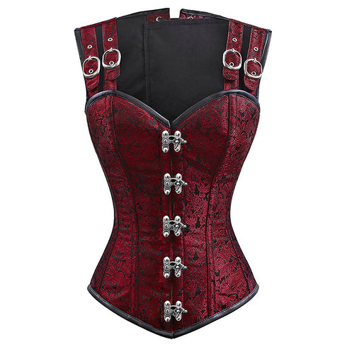 Women Double Buckle Straps Steampunk Corset