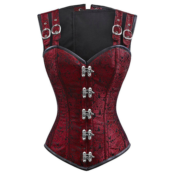 Women Double Buckle Straps Steampunk Corset