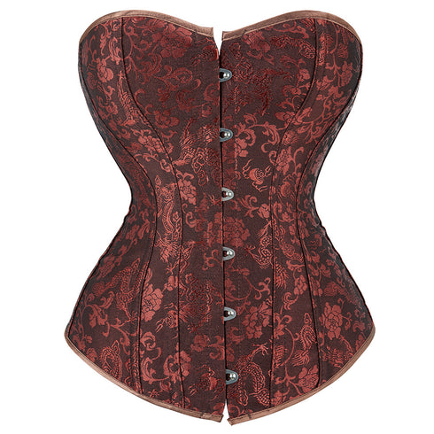 Renaissance Floral Jacquard Weave Satin Sweetheart Overbust Corset