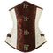 Renaissance Ivory Brown Steel Boned Steampunk Buckles Corset