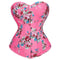 Retro Elegant Floral Print Denim Overbust Sweetheart Corset