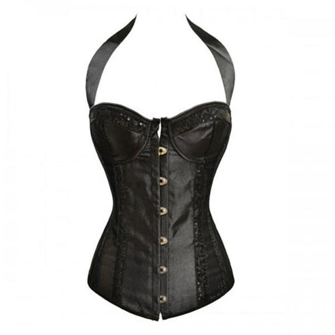Sexy Sequin Stripes Underwire Cups Overbust Corset
