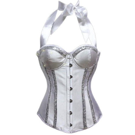 Sexy Sequin Stripes Underwire Cups Overbust Corset
