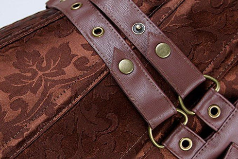 Steampunk Brocade Jacket Corset With Belt Pockets