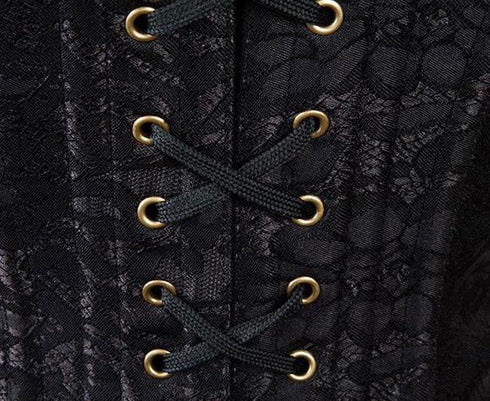 Steampunk Chain Lace Embroidered Waist Cincher Underbust Corset