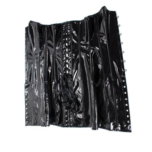 Steampunk Wetlook Leather Black Corset Long Dress Outfits