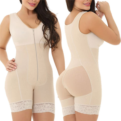 Women Waist Tummy Control Shapewear Zipper Bodysuit