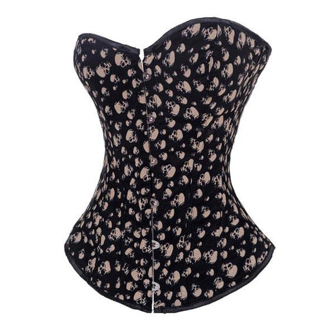 Waist Cincher Skull Pattern Overbust Sweetheart Black Corset