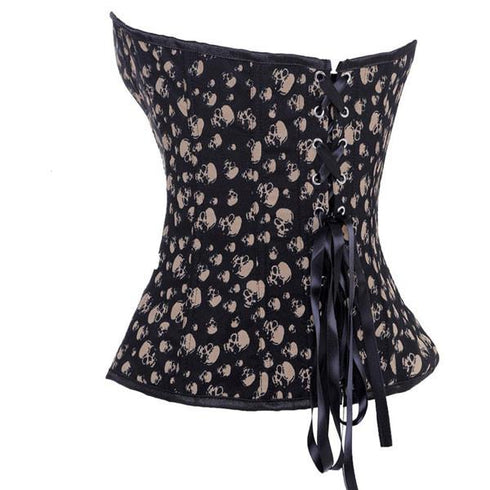 Waist Cincher Skull Pattern Overbust Sweetheart Black Corset