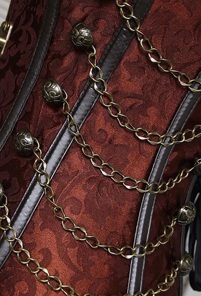 Victorian Steampunk Lace Up Brocade Corset with Chains