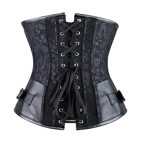 Steampunk Gothic Victorian Underbust Clasp Buckles Brocade Corset