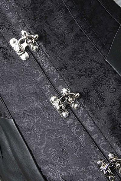Steampunk Gothic Victorian Underbust Clasp Buckles Brocade Corset