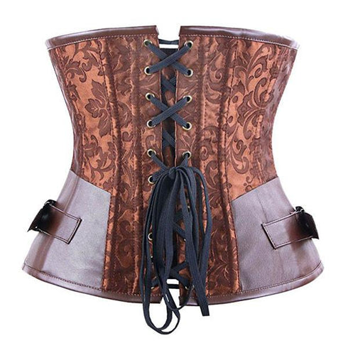 Steampunk Gothic Victorian Underbust Clasp Buckles Brocade Corset