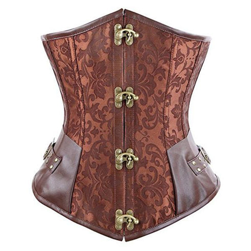 Steampunk Gothic Victorian Underbust Clasp Buckles Brocade Corset