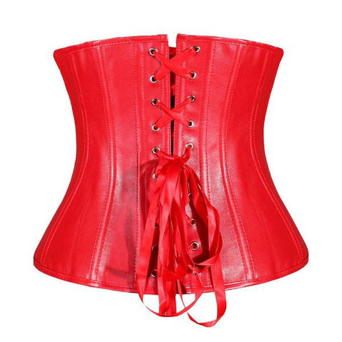 Zipper Front Faux Leather Overbust Corset Bustier Tops