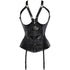 Leather Sexy Suspender Buckle Zip Cupless Open Bust Underbust Corset